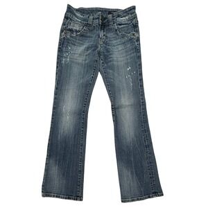 VGOSS Women's Jeans Size 3 Boot Cut Distressed Whiskered Denim Blue (235)